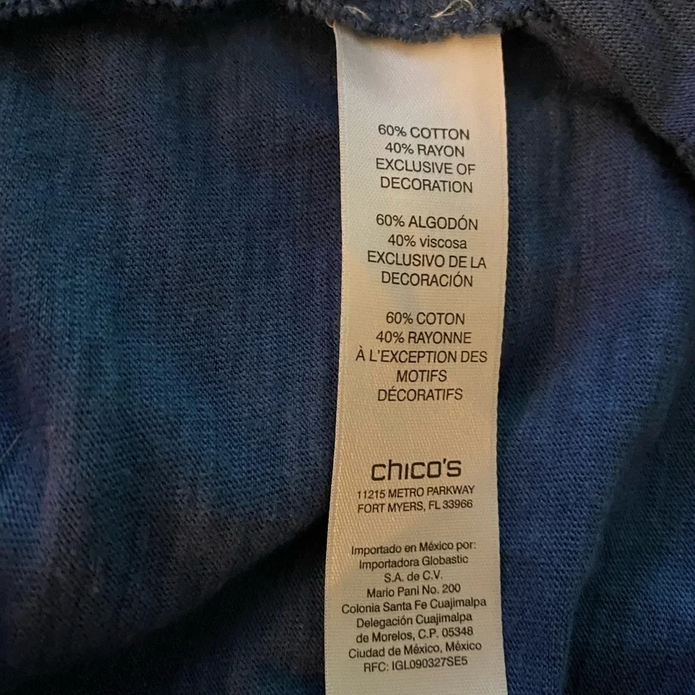 CHICO’S tunic top, size 2, US L, blue with velvet and embroidery. Long sleeves - Picture 6 of 6